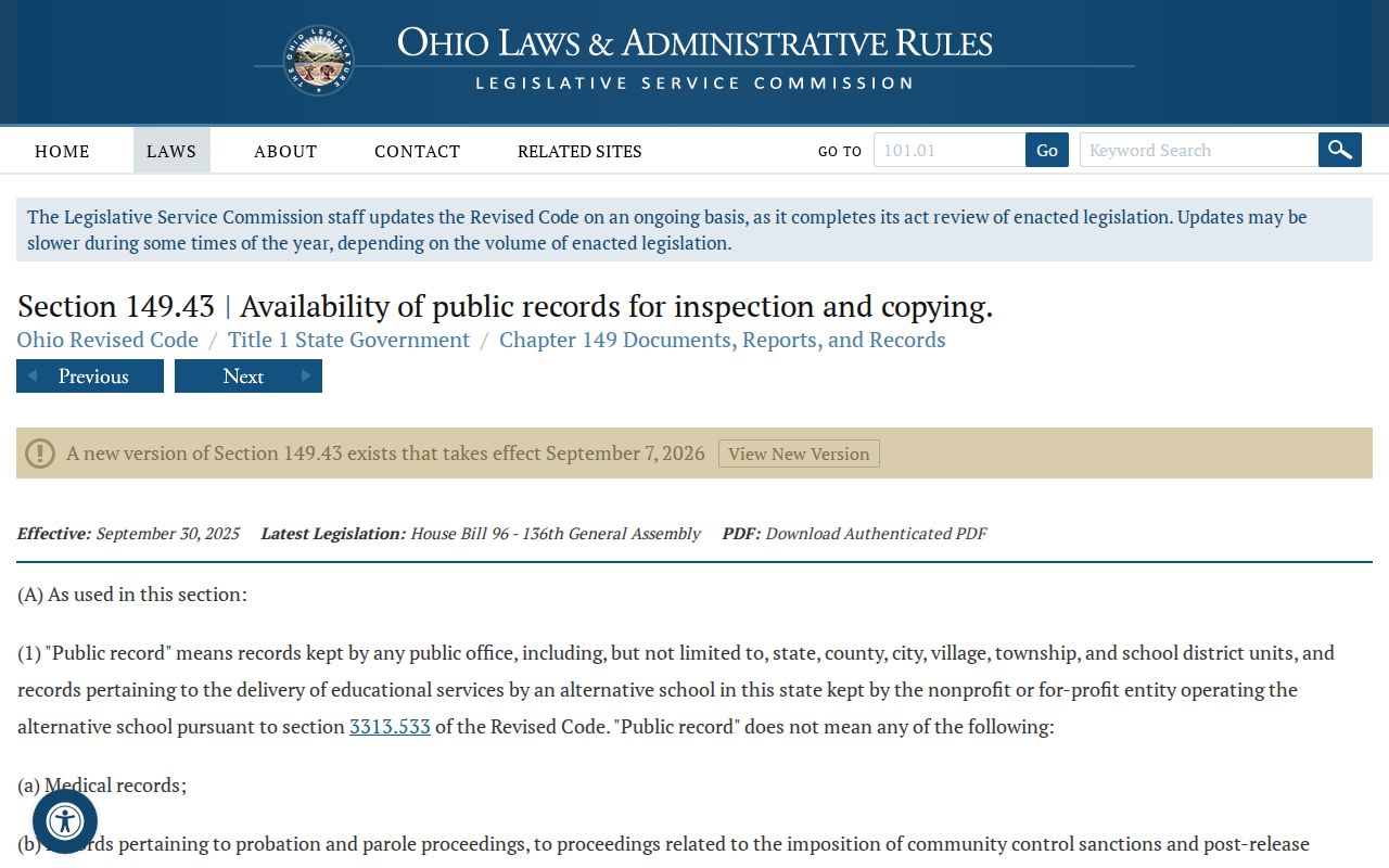 Miami Township residents directory Ohio Public Records Act source