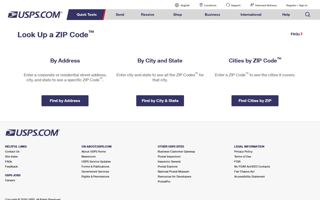 Miami Township ZIP code directory USPS ZIP Code Lookup screen